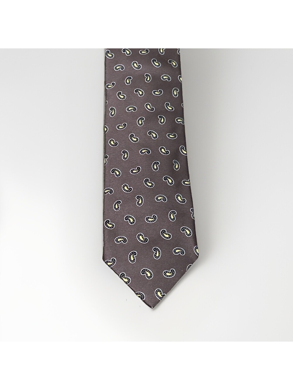 Ermenegildo Zegna Mens Necktie Silk Paisley Dark Grey 58x3.5 Italian Luxury